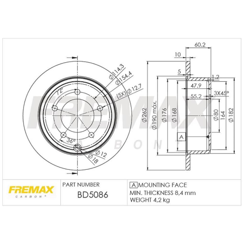 Par de Discos de Freio Sólido Traseiro - Fremax - BD5086