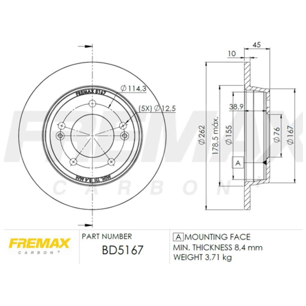Par de Discos de Freio Sólido Traseiro - Fremax - BD5167