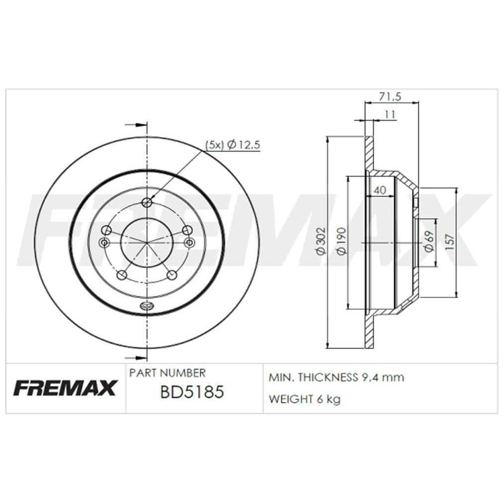 Par de Discos de Freio Sólido Traseiro - Fremax - BD5185
