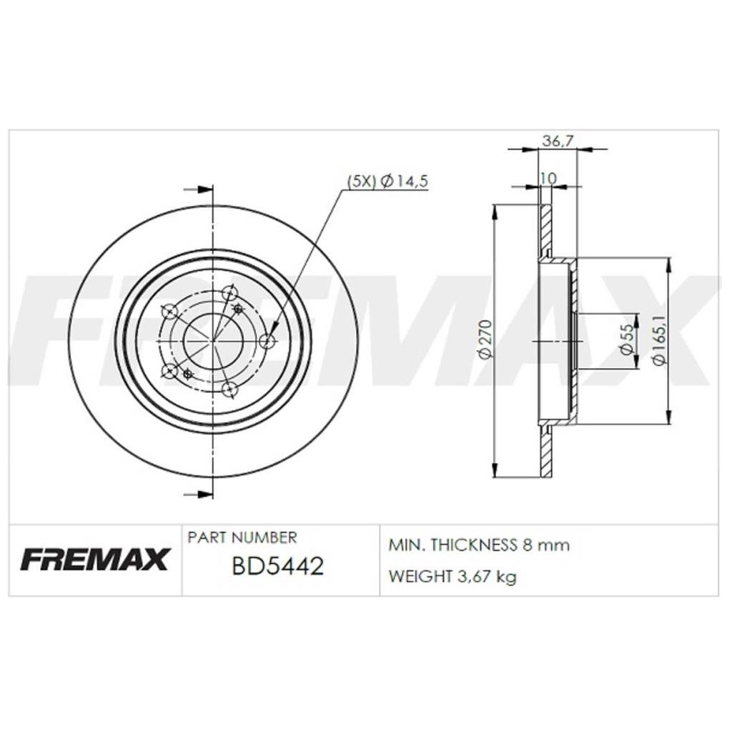 Par de Discos de Freio Sólido Traseiro - Fremax - BD5442