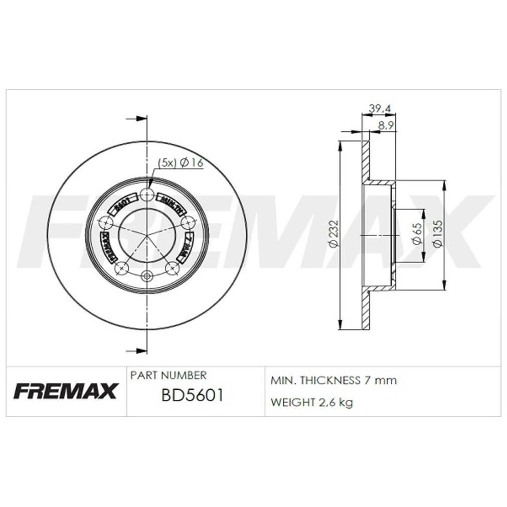 Par de Discos de Freio Sólido Traseiro - Fremax - BD5601