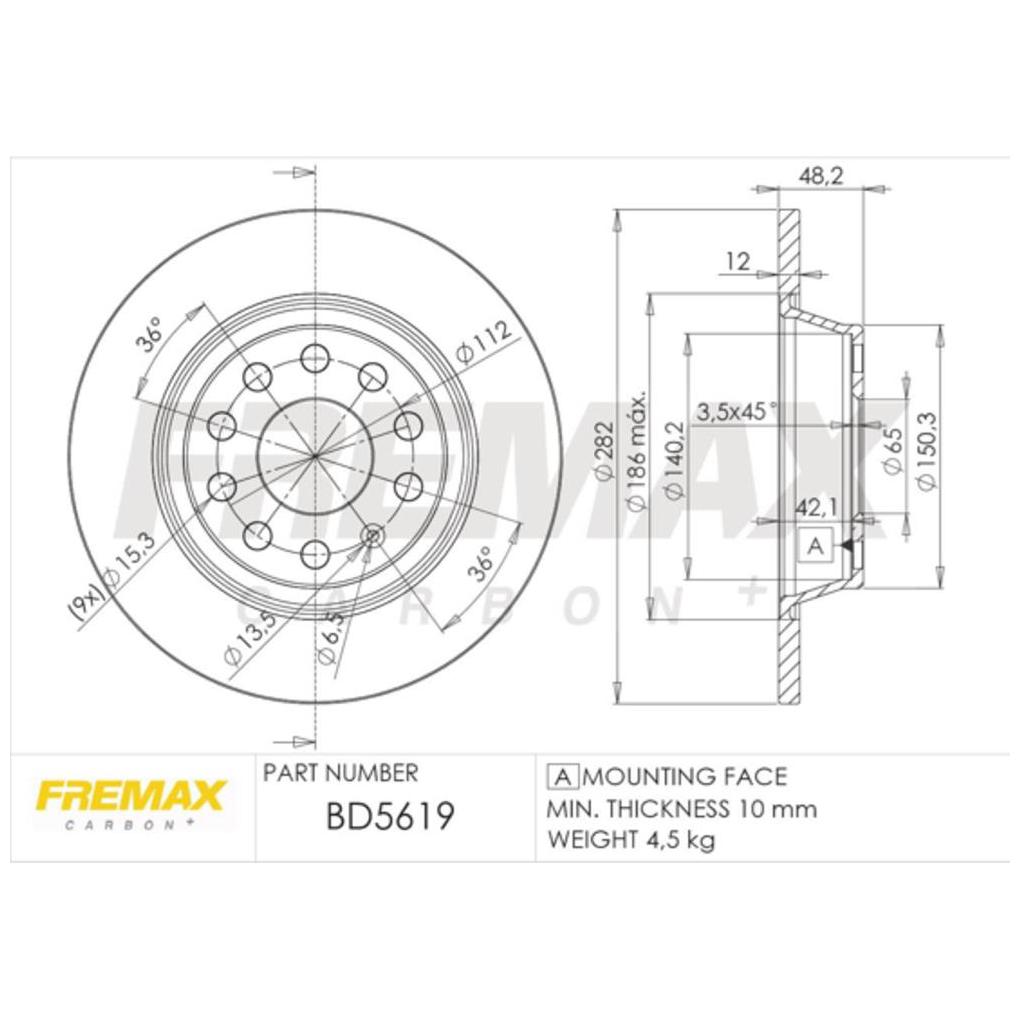 Par de Discos de Freio Sólido Traseiro para Sistema TRW - Fremax - BD5619