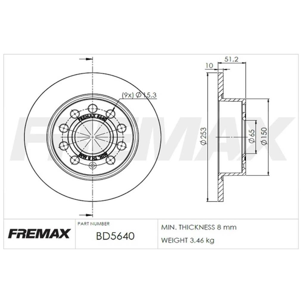 Par de Discos de Freio Sólido Traseiro - Fremax - BD5640