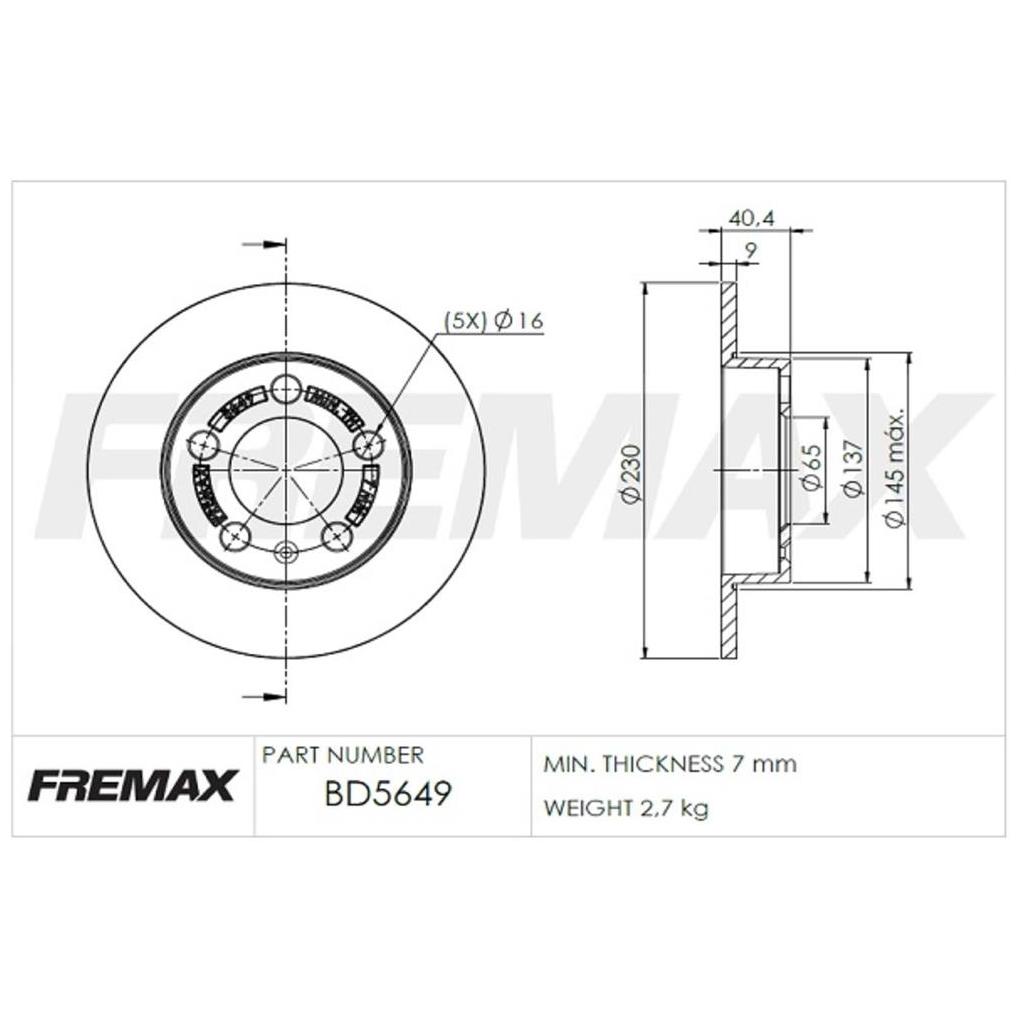 Par de Discos de Freio Sólido Traseiro - Fremax - BD5649