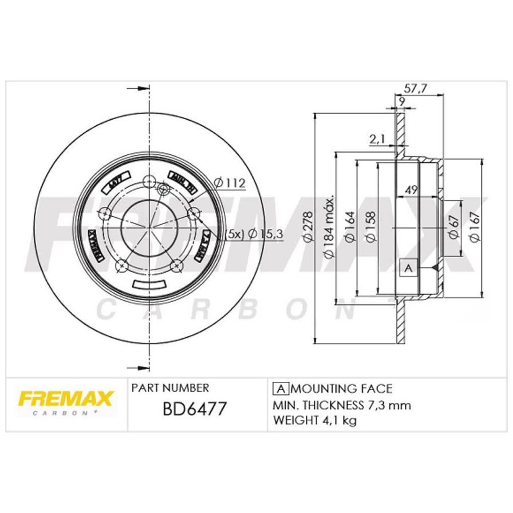 Par de Discos de Freio Sólido Traseiro - Fremax - BD6477