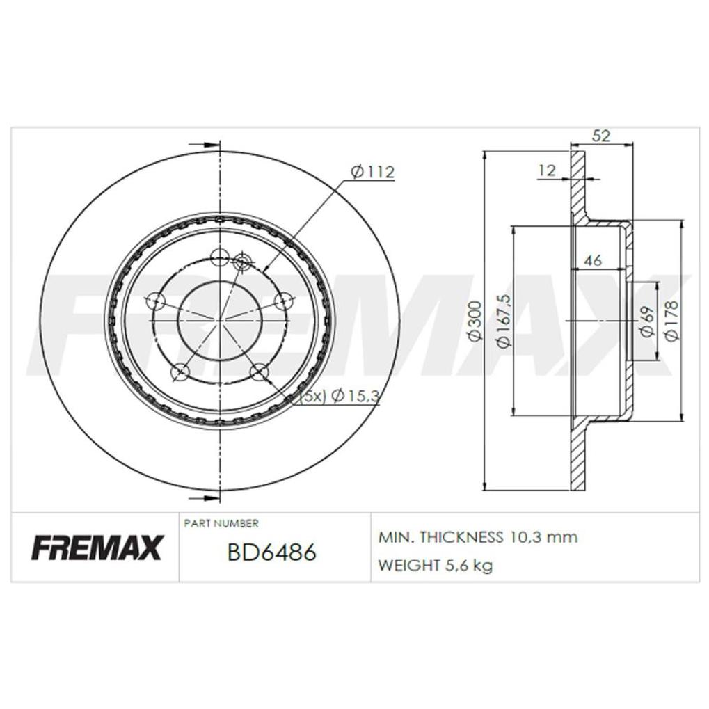 Par de Discos de Freio Sólido Traseiro - Fremax - BD6486