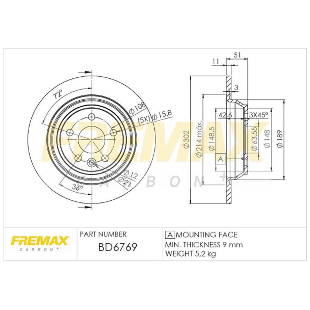 Par de Discos de Freio Sólido Traseiro - Fremax - BD6769