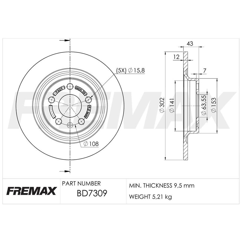 Par de Discos de Freio Sólido Traseiro - Fremax - BD7309