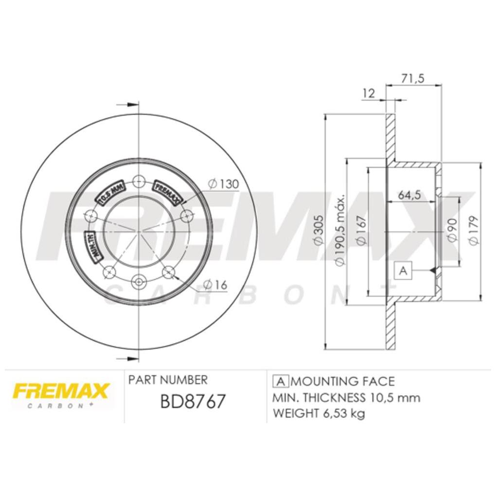 Par de Discos de Freio Sólido Traseiro - Fremax - BD8767