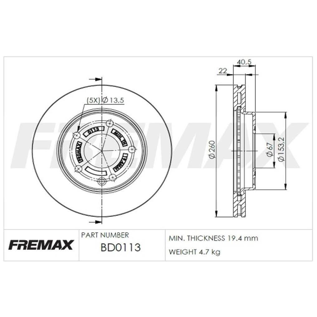 Par de Discos de Freio Ventilado Dianteiro - Fremax - BD0113