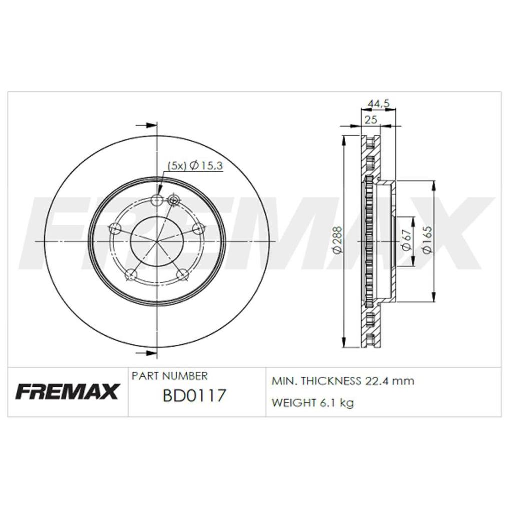 Par de Discos de Freio Ventilado Dianteiro - Fremax - BD0117