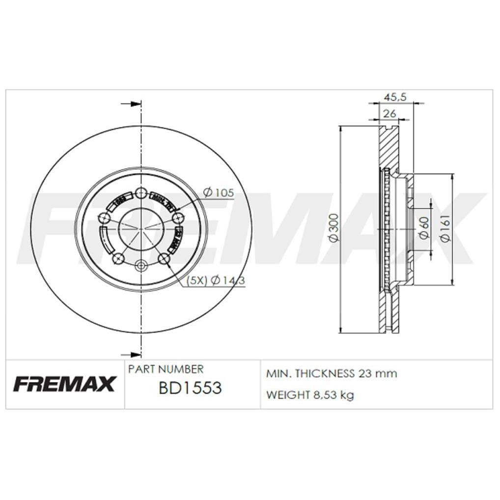 Par de Discos de Freio Ventilado Dianteiro - Fremax - BD1553