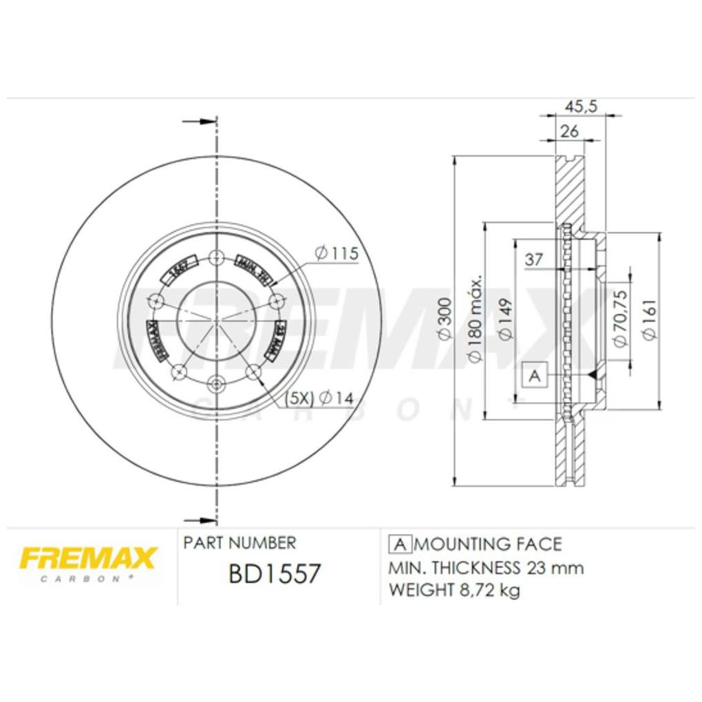 Par de Discos de Freio Ventilado Dianteiro - Fremax - BD1557