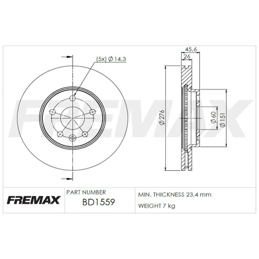 Par de Discos de Freio Ventilado Dianteiro - Fremax - BD1559