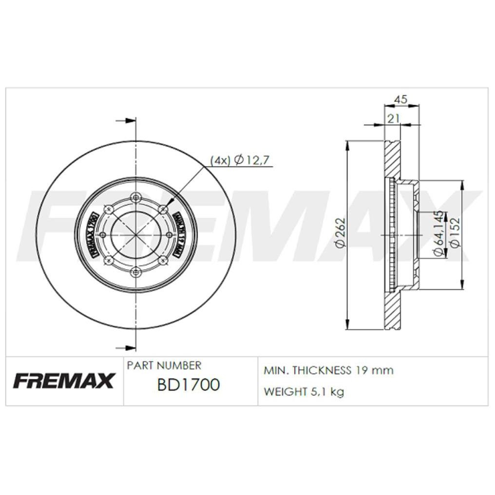 Par de Discos de Freio Ventilado Dianteiro - Fremax - BD1700