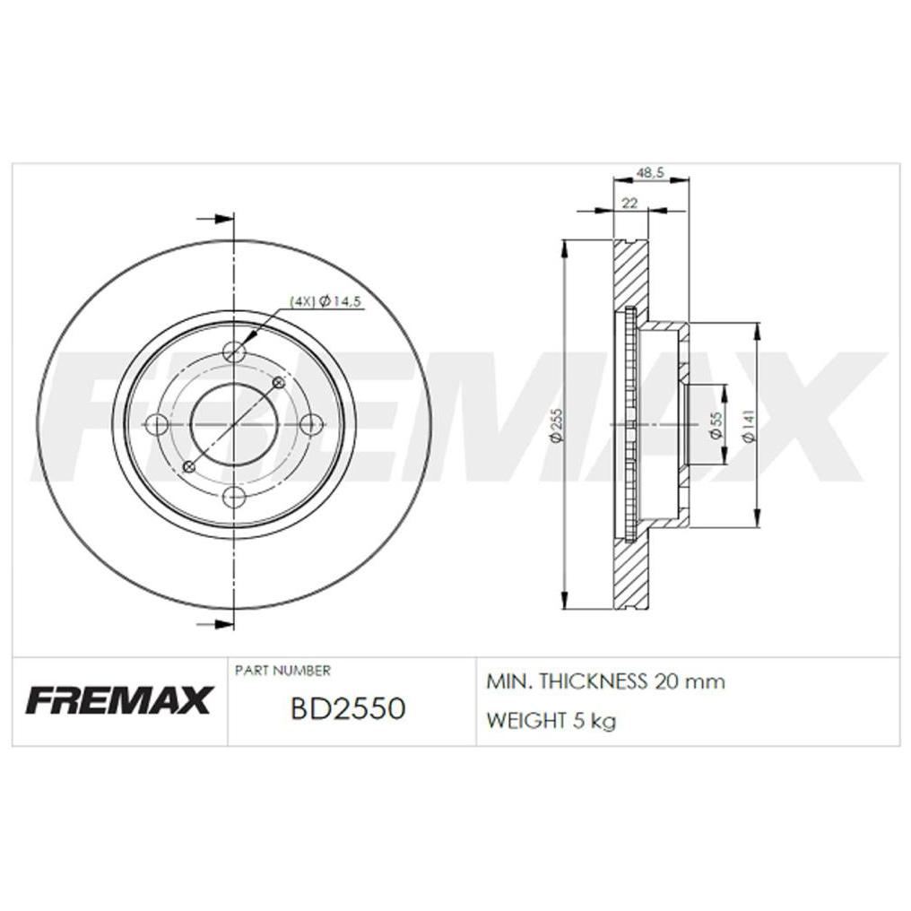 Par de Discos de Freio Ventilado Dianteiro - Fremax - BD2550