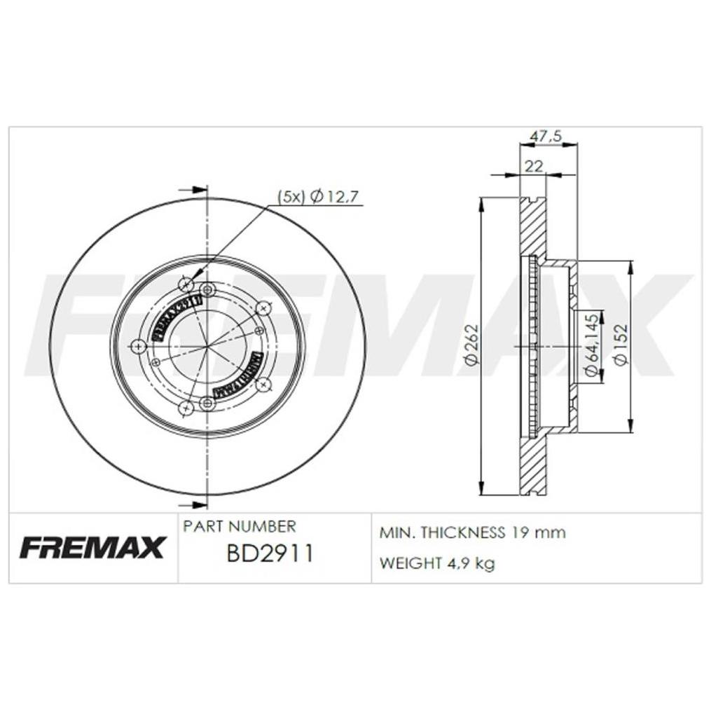 Par de Discos de Freio Ventilado Dianteiro - Fremax - BD2911