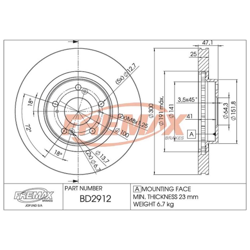Par de Discos de Freio Ventilado Dianteiro - Fremax - BD2912