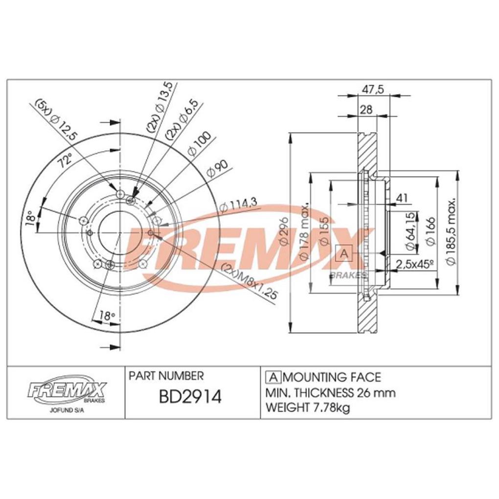 Par de Discos de Freio Ventilado Dianteiro - Fremax - BD2914