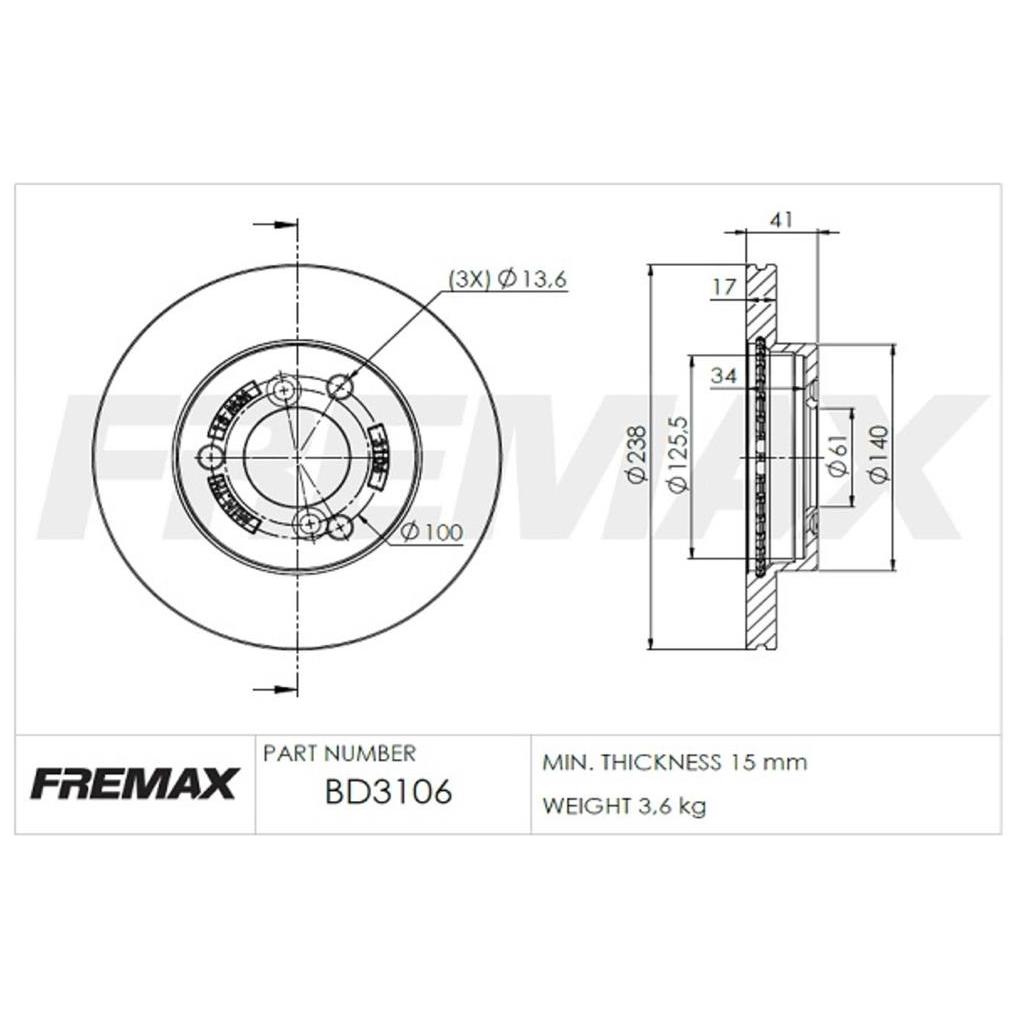 Par de Discos de Freio Ventilado Dianteiro - Fremax - BD3106