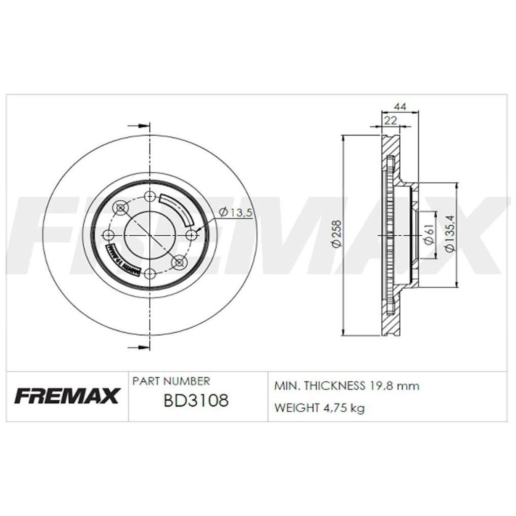 Par de Discos de Freio Ventilado Dianteiro - Fremax - BD3108