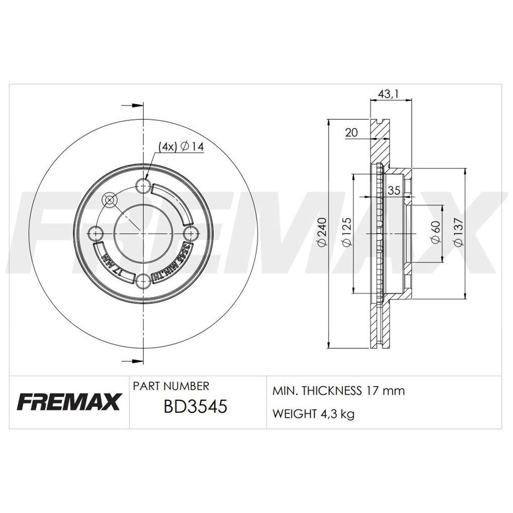 Par de Discos de Freio Ventilado Dianteiro - Fremax - BD3545