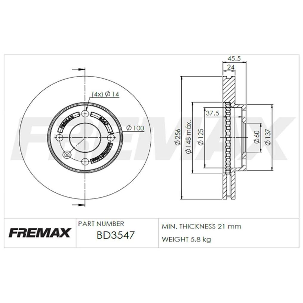 Par de Discos de Freio Ventilado Dianteiro - Fremax - BD3547