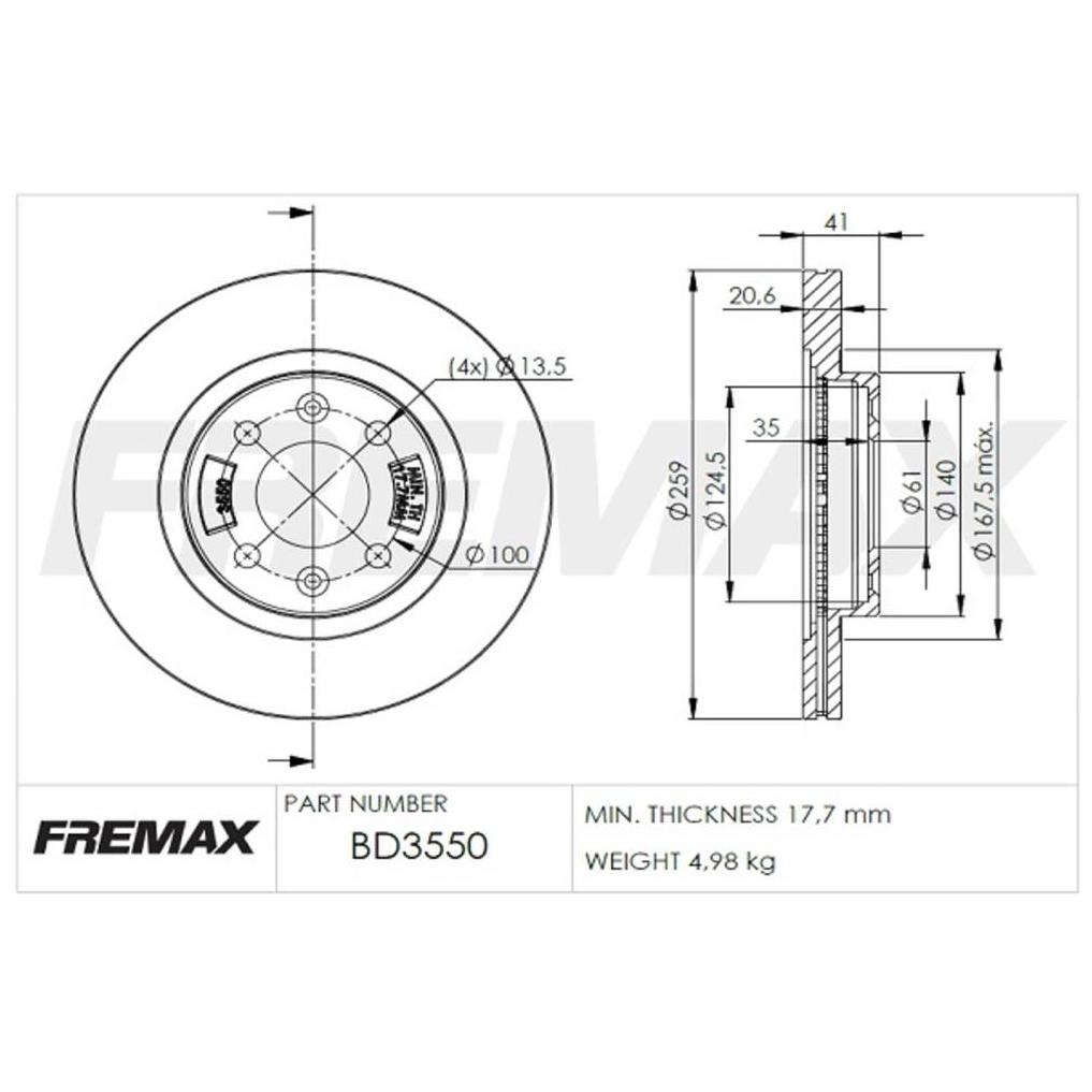 Par de Discos de Freio Ventilado Dianteiro - Fremax - BD3550