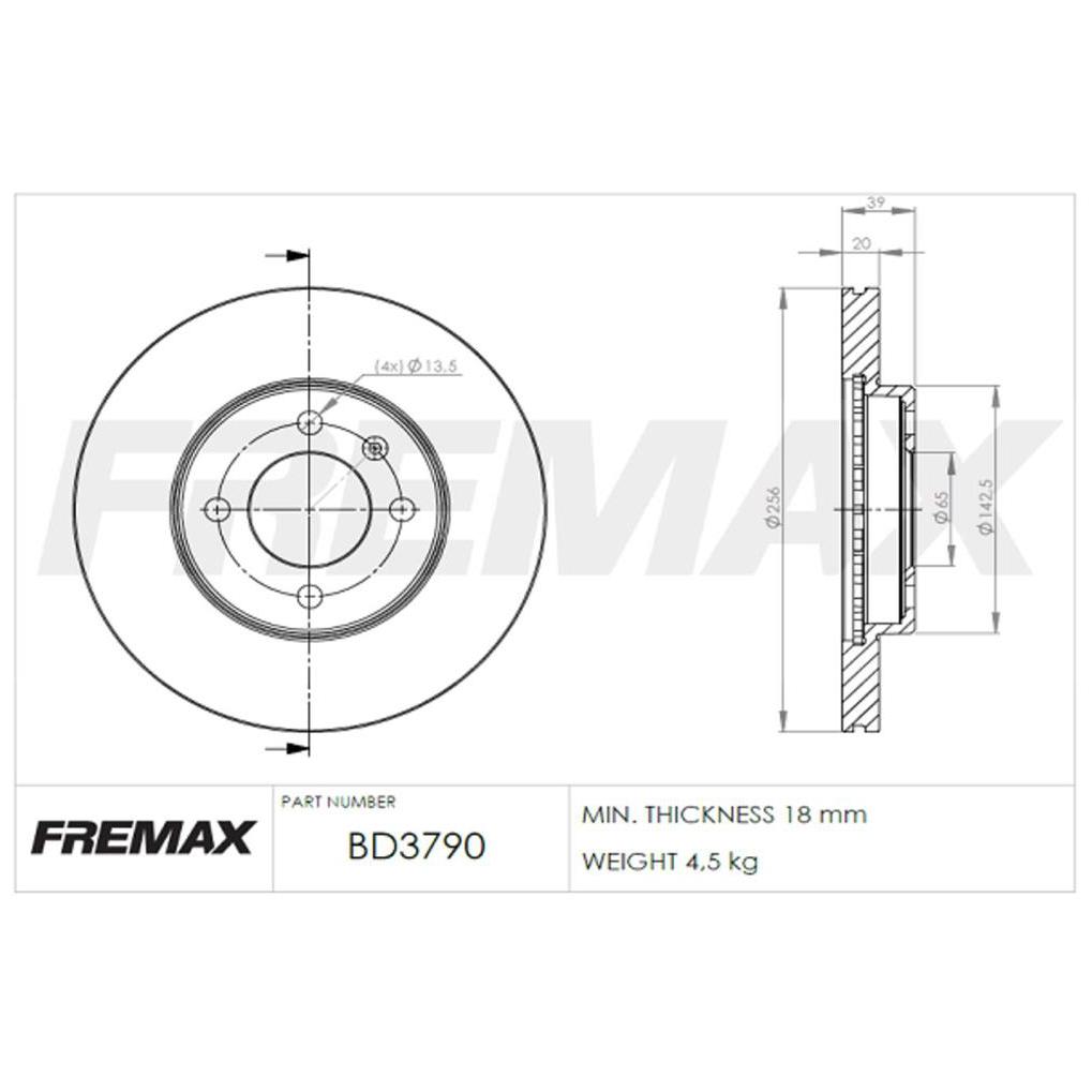 Par de Discos de Freio Ventilado Dianteiro - Fremax - BD3790