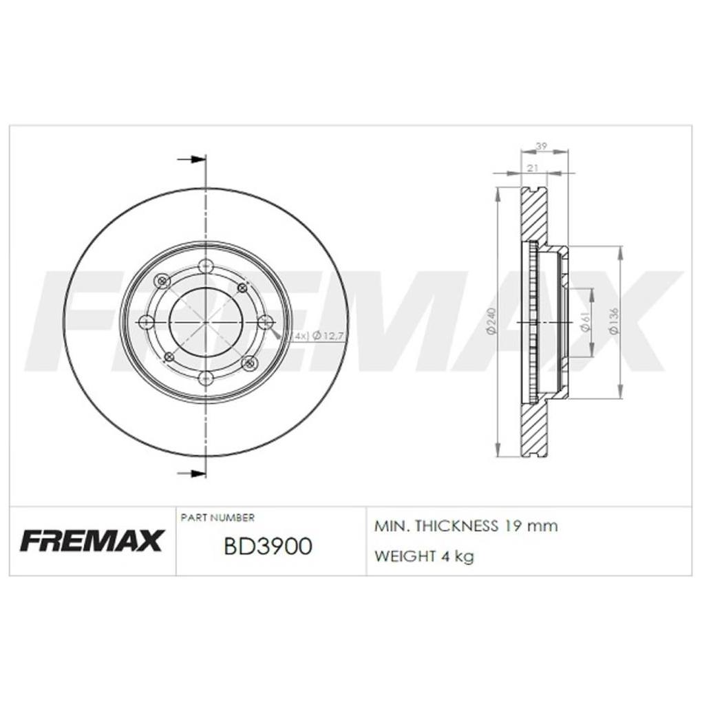 Par de Discos de Freio Ventilado Dianteiro - Fremax - BD3900