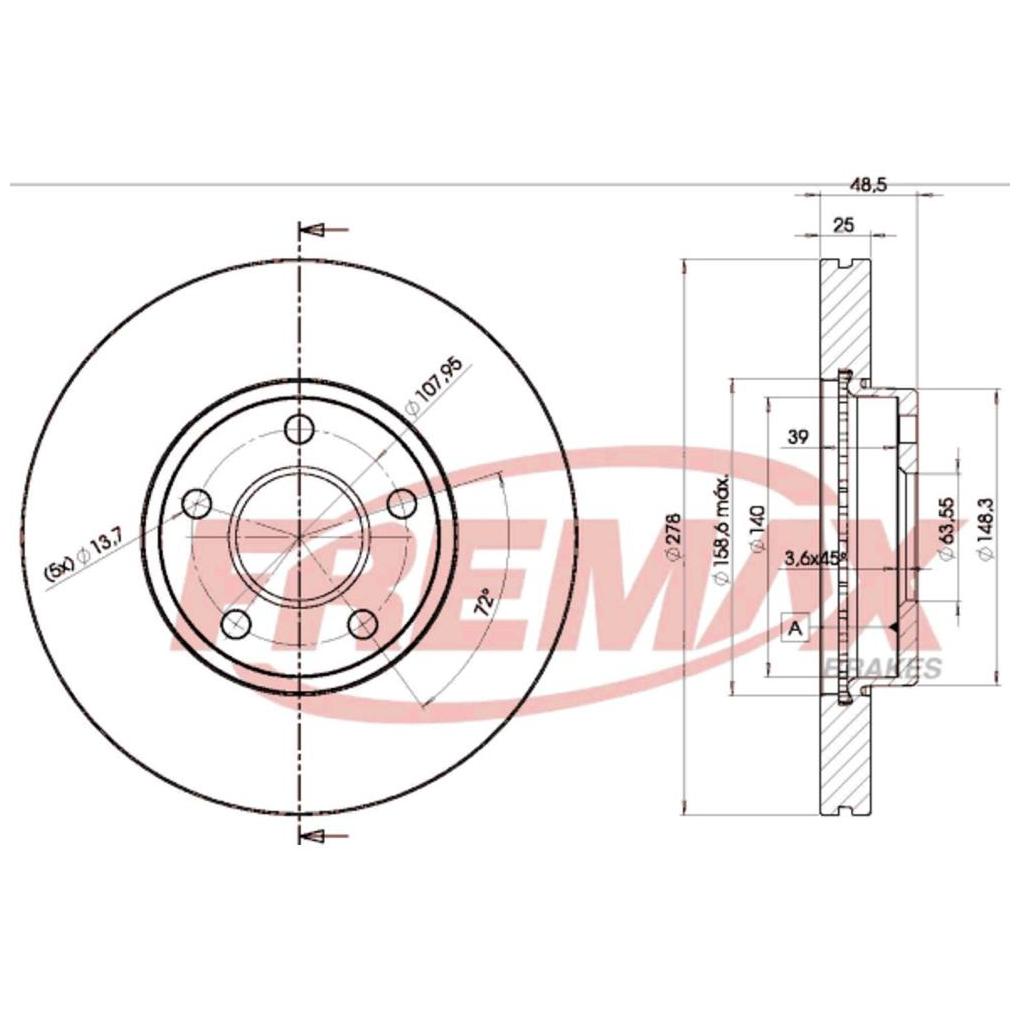 Par de Discos de Freio Ventilado Dianteiro - Fremax - BD3963