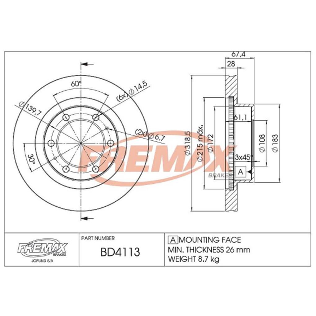 Par de Discos de Freio Ventilado Dianteiro - Fremax - BD4113