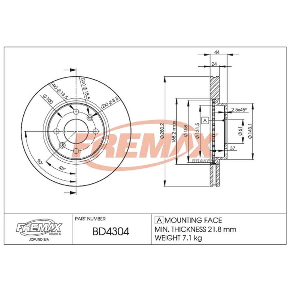 Par de Discos de Freio Ventilado Dianteiro - Fremax - BD4304