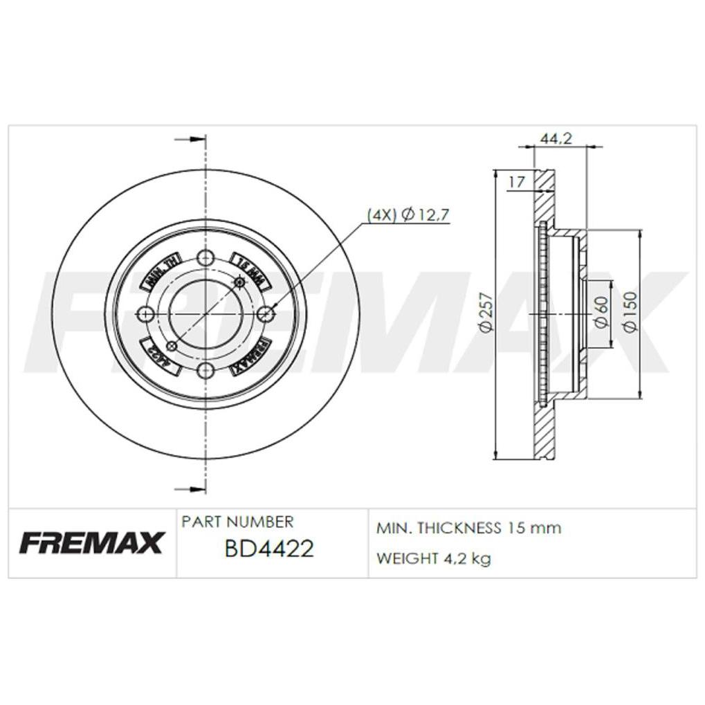 Par de Discos de Freio Ventilado Dianteiro - Fremax - BD4422