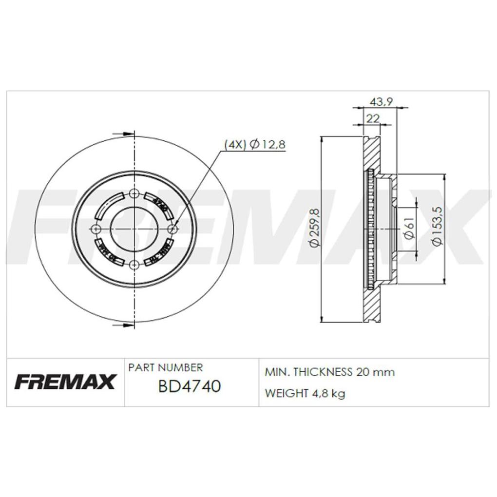 Par Disco de Freio Dianteiro para Nissan March e Versa - Fremax - BD4740