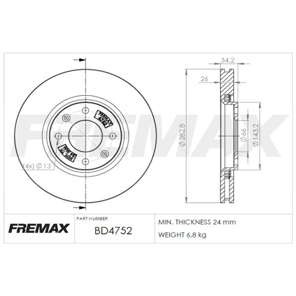 Par de Discos de Freio Ventilado Dianteiro - Fremax - BD4752