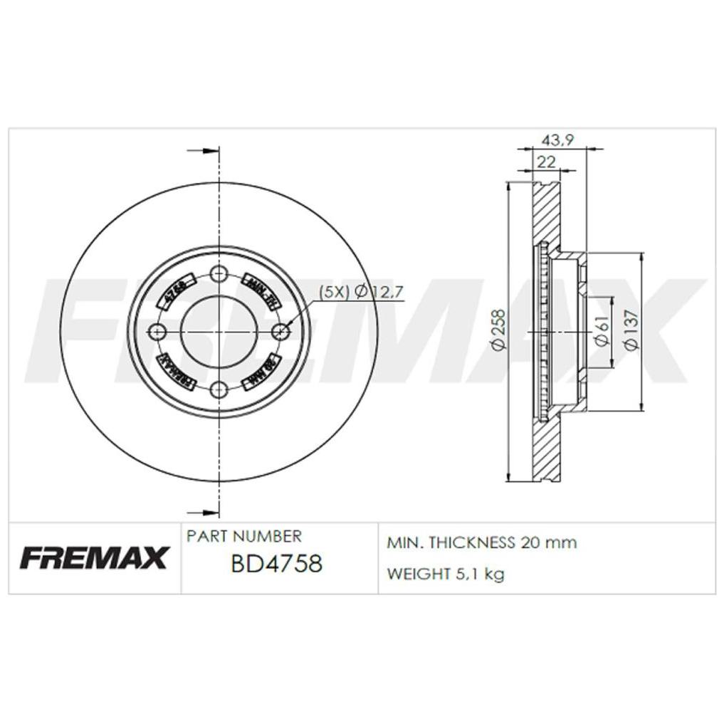 Par de Discos de Freio Ventilado Dianteiro - Fremax - BD4758
