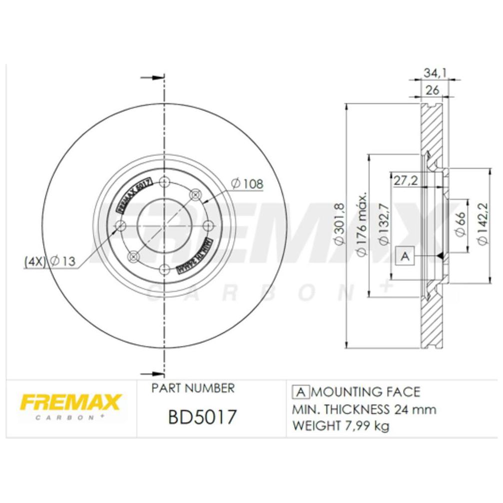 Par de Discos de Freio Ventilado Dianteiro - Fremax - BD5017