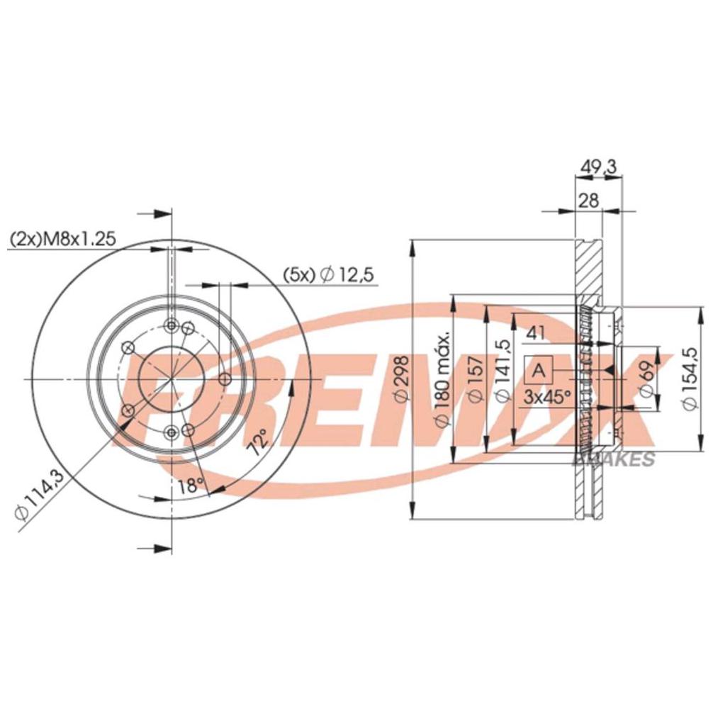 Par Disco de Freio Dianteiro para Hyundai Santa Fé - Fremax - BD5107