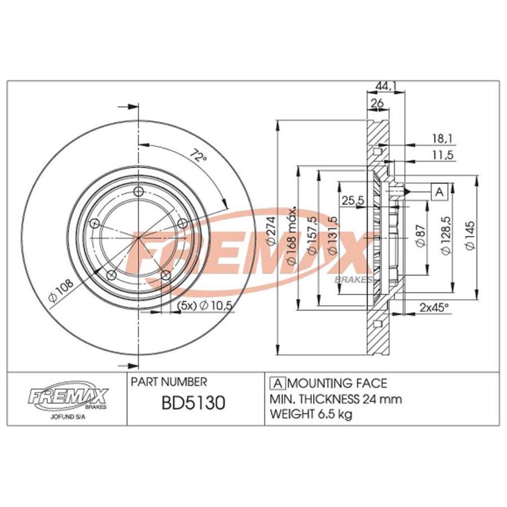 Par de Discos de Freio Ventilado Dianteiro - Fremax - BD5130