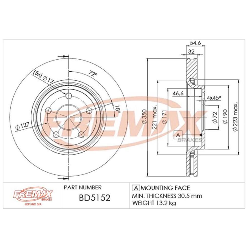 Disco de Freio Ventilado Dianteiro 1 Unidade - Fremax - BD5152