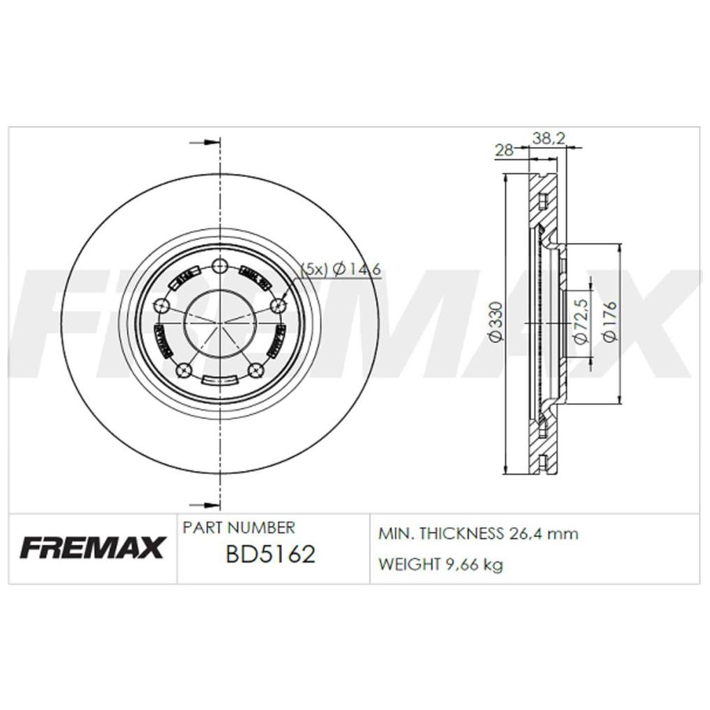 Disco de Freio Ventilado Dianteiro 1 Unidade - Fremax - BD5162