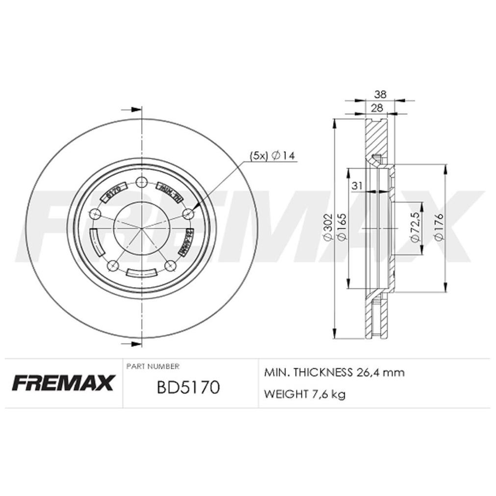 Par de Discos de Freio Ventilado Dianteiro - Fremax - BD5170