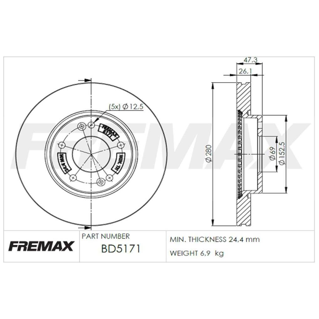 Par de Discos de Freio Ventilado Dianteiro - Fremax - BD5171