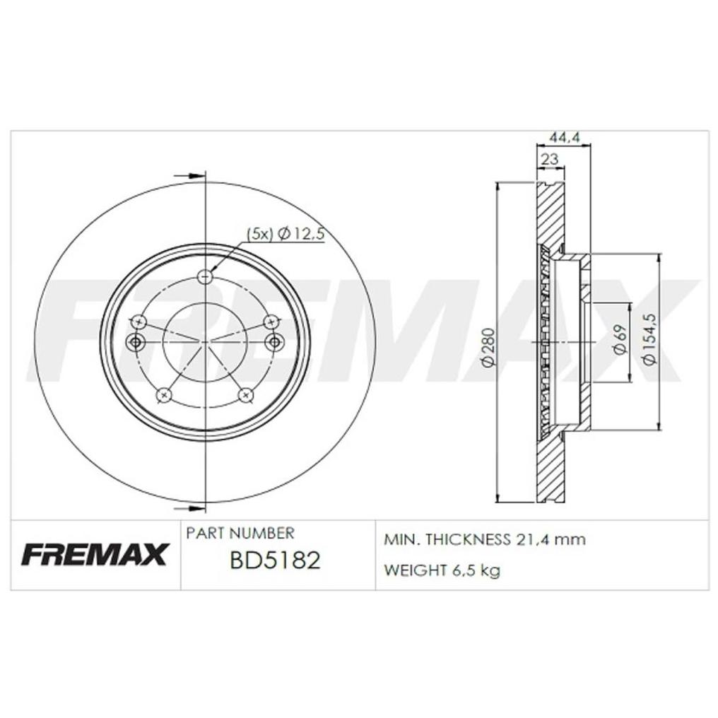 Par de Discos de Freio Ventilado Dianteiro - Fremax - BD5182