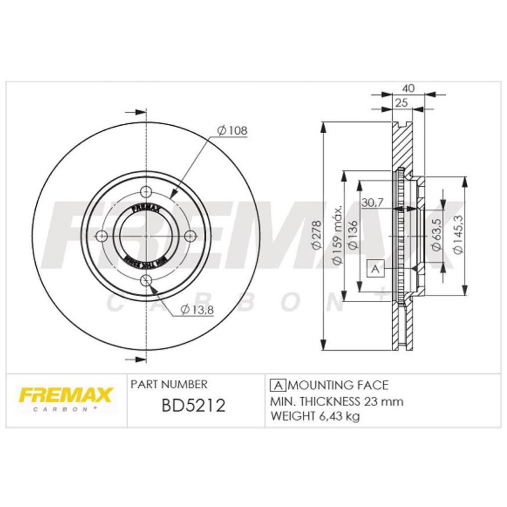 Par de Discos de Freio Ventilado Dianteiro - Fremax - BD5212