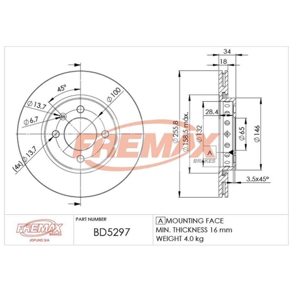 Par de Discos de Freio Ventilado Dianteiro - Fremax - BD5297
