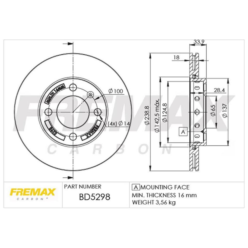 Par Disco de Freio Dianteiro para Volkswagen Gol e VOYAGE - Fremax - BD5298