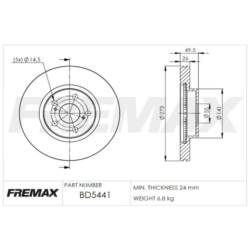 Par de Discos de Freio Ventilado Dianteiro - Fremax - BD5441