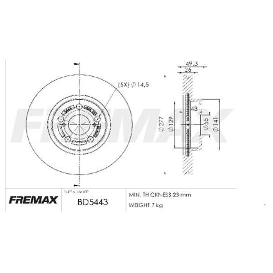 Par de Discos de Freio Ventilado Dianteiro - Fremax - BD5443